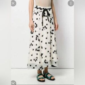 3.1 Phillip Lim Cerise Banded Tie-Waist Side Slit Black White Wrap Skirt Size 2